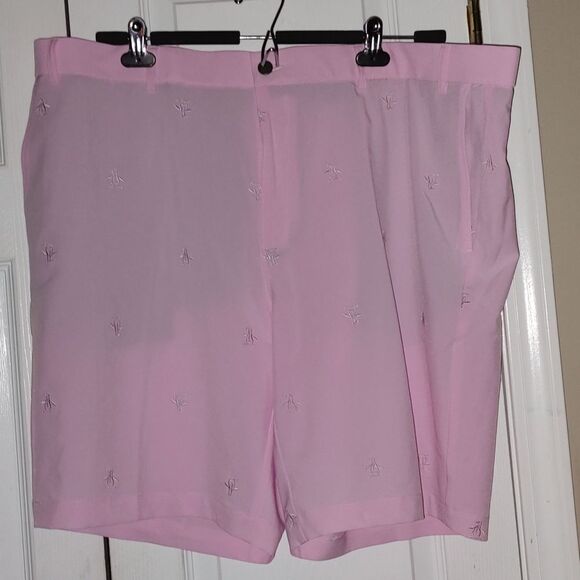 Original Penquin Allover Pete Embroidered Pink Golf ShortsSz 42NWT